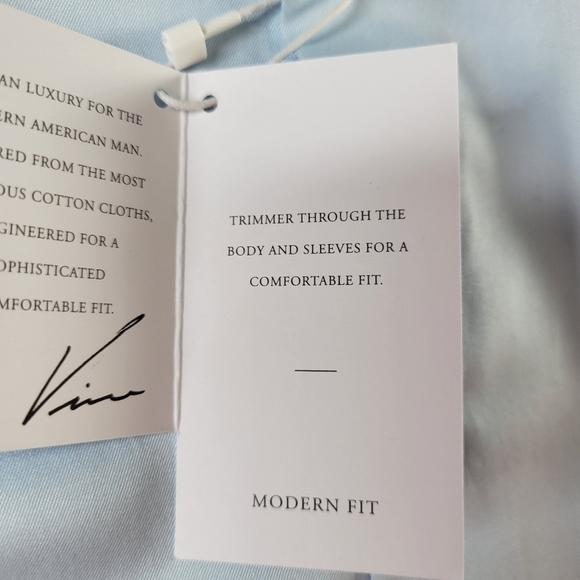 Vince Camuto Modern Fit Shirt Men 16 1/2 36-37 Spread Collar Long Sleeve Blue - Picture 7 of 15